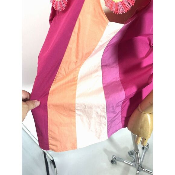 Peter Pilotto Size 10 US Pink Appliqued Lace Trim Paneled Off Top Blouse $805 - Picture 12 of 16